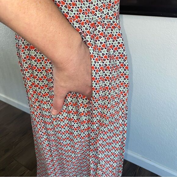 Womens Geometric Scoop Neck Sleeveless Spaghetti Strap Midi Maxi Dress Medium - Picture 6 of 7